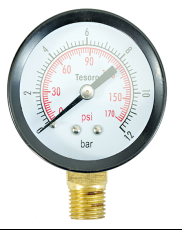 50 medidor radial, conexão lateral de casca de ferro por eletroforese, medidor de pressão de ar conector de cobre, medidor de compressor de ar