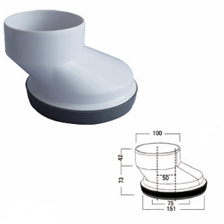 the white pvc toilet positioner pipe fitting with rubber ring directly discharges water.