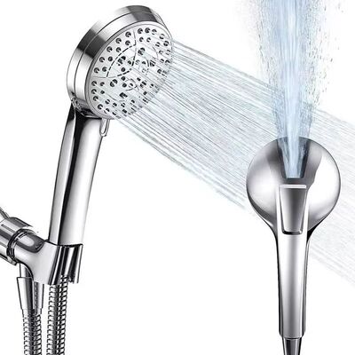 Cabeça de chuveiro portátil de alta pressão com 9 configurações de spray, mangueira flexível de 69 polegadas com suporte ajustável, acabamento em níquel escovado