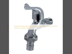 Garrafa de bacia de latão de design moderno com acabamento cromado e corpo de válvula de latão curto