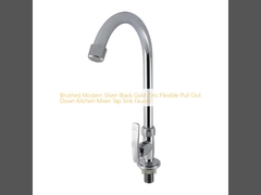 Brushed Modern Silver Black Gold Zinc Flexível Pull Out Down Kitchen Mixer Tap Sink Faucet