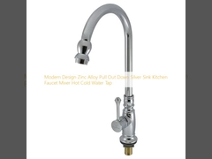 Design moderno liga de zinco puxar para baixo de prata lavatório torneira de cozinha misturador de água quente e fria torneira