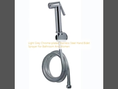 Pulverizador de mordida de mão de aço inoxidável cromado cinza claro para banheiro e mulheres