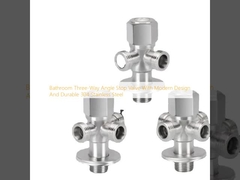 Válvula de parada de três ângulos de banheiro com design moderno e aço inoxidável 304 durável
